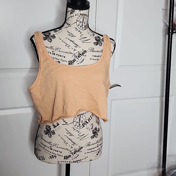 NWT We The Free Raw Edge Peach Crop Top XL - Picture 1 of 4